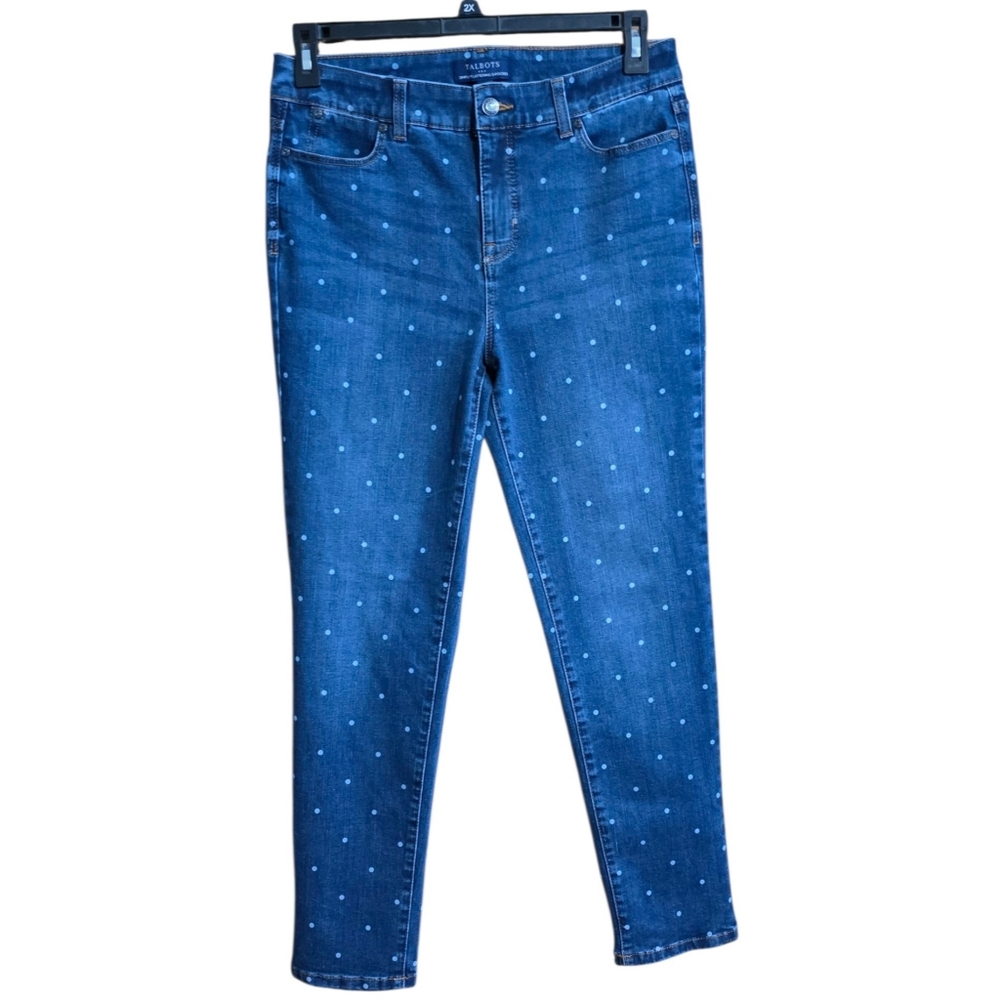 Talbots Factory Simply Flattering 5 Pocket Polka Dot Ankle Jeans Medium Wash 10